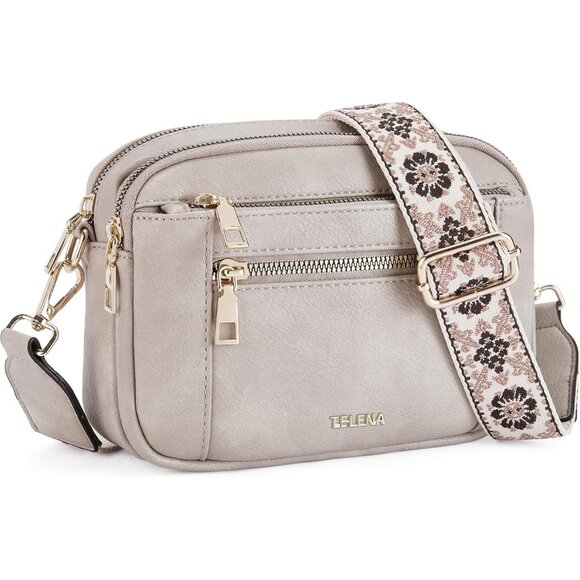 Telena Women Grey Trendy Vegan Leather Shoulder Handbags With Adjustable Strap - Picture 1 of 7